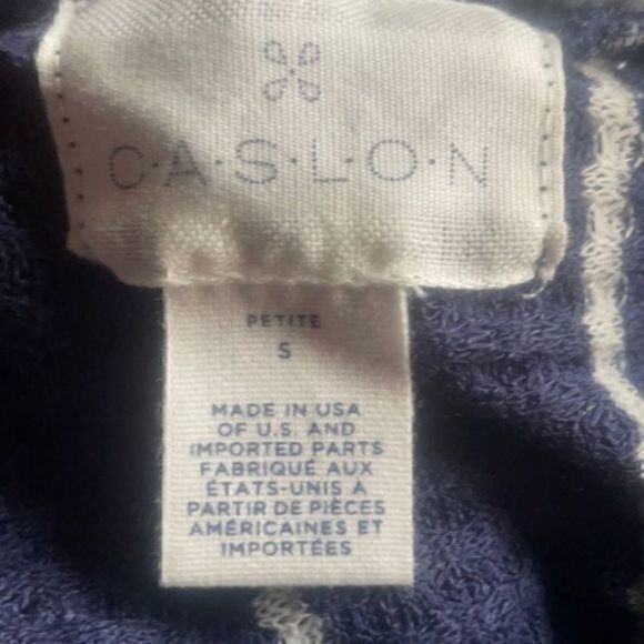 Caslon Mock Neck Sweater Tunic Navy with white S - Picture 6 of 7